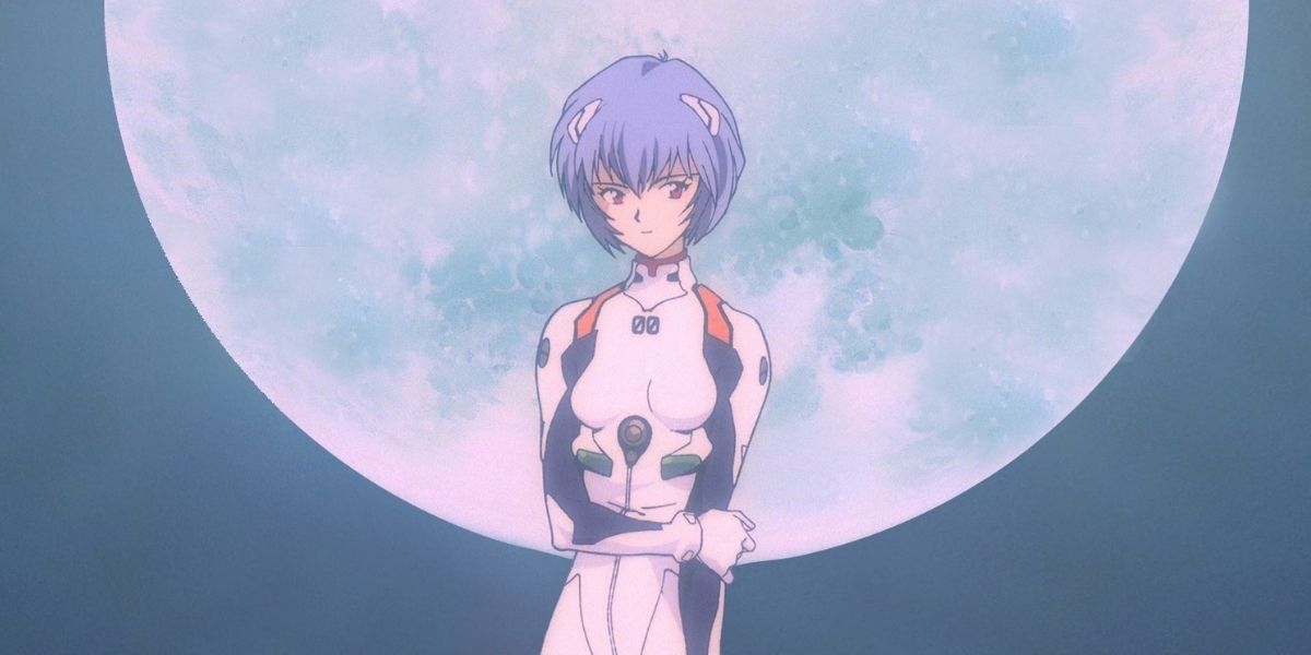 Rei, Neon Genesis Evangelion, in front of moon