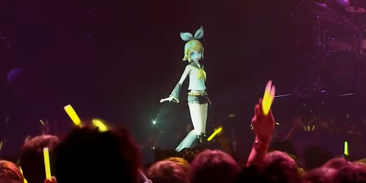 Rin Kagamine performing live at a concert