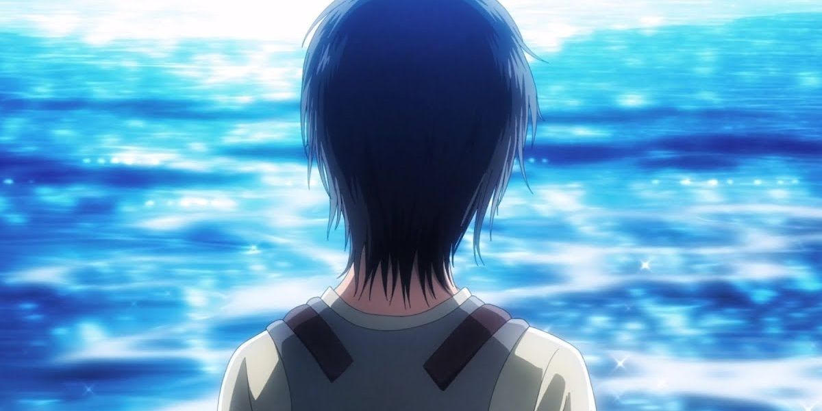 Eren stares out at the sea during the finale of AoT Season 3