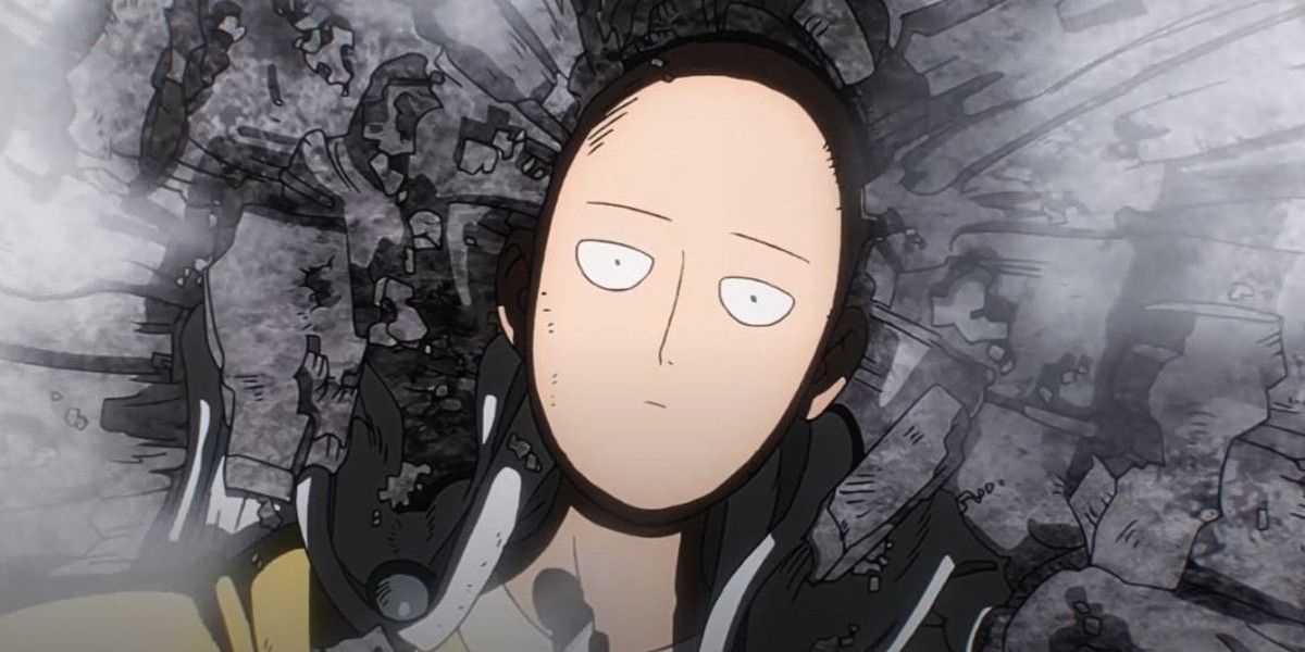 Saitama laying on the ground after an attack from Boros in One-Punch Man