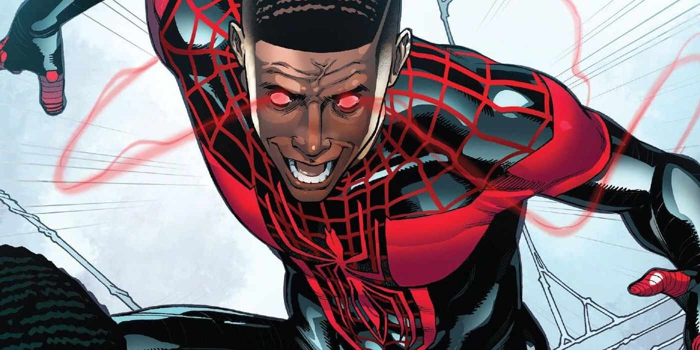 Miles Morales clone Selim jumps to attack the young Spider-Man from Marvel Comics