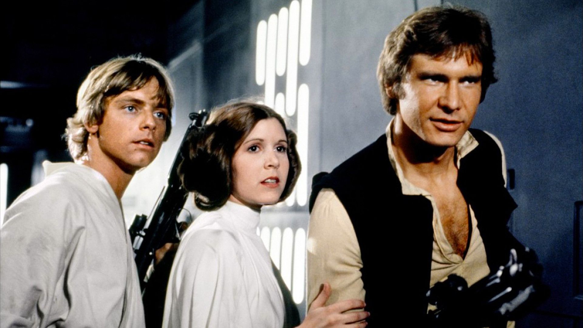 Luke, Leia and Han Solo in Star Wars IV: A New Hope