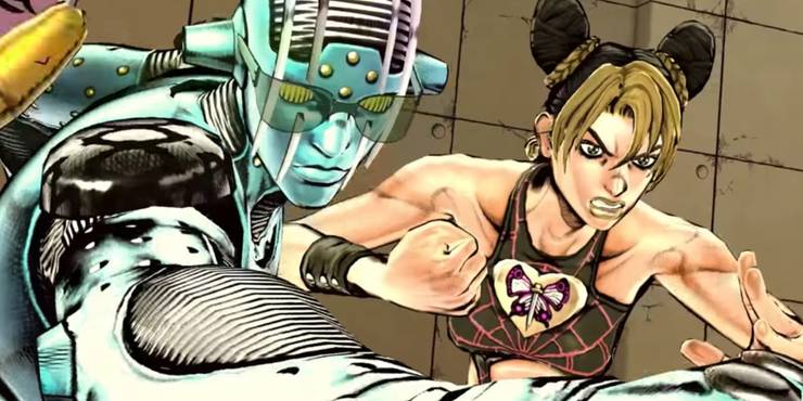 jolyne and stone free attacking