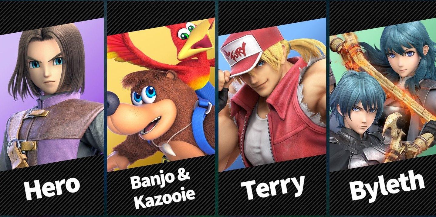 Hero, Banjo & Koozie, Terry and Byleth on the Fighter Pass