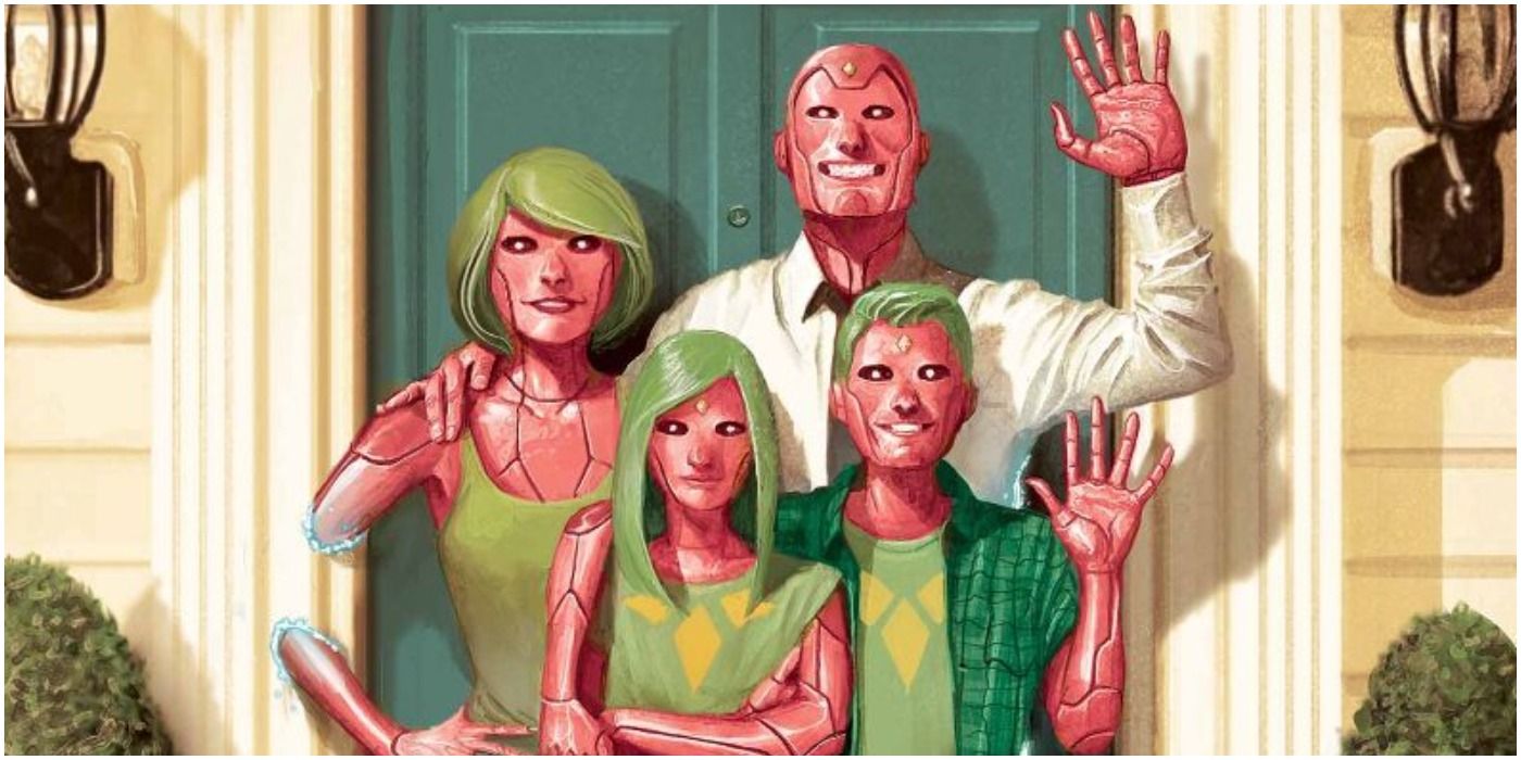 Cover art for Vision #1, depicting Vision and his android family in Marvel Comics
