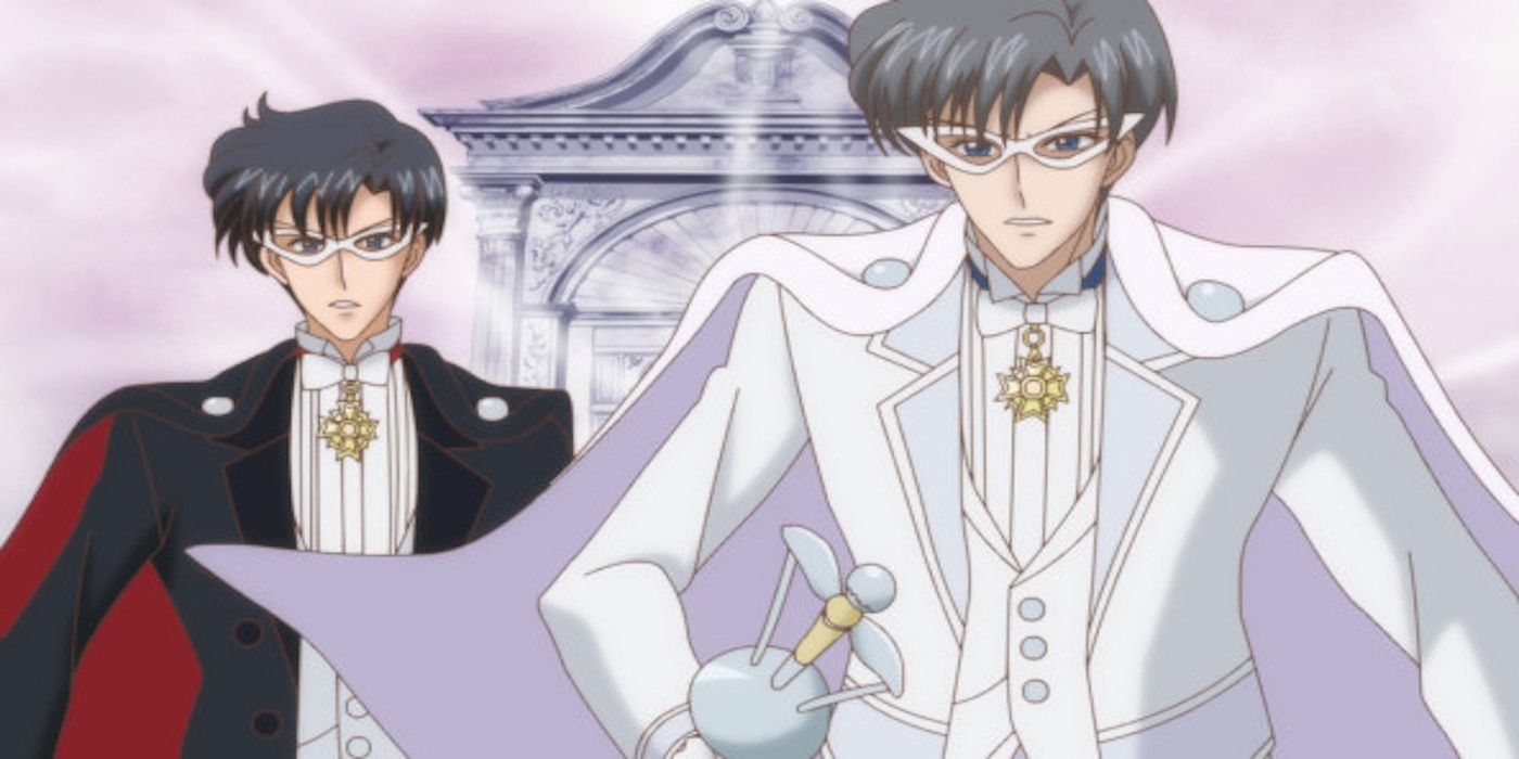 Tuxedo Mask and his future self as King Endymion in Sailor Moon Crystal.