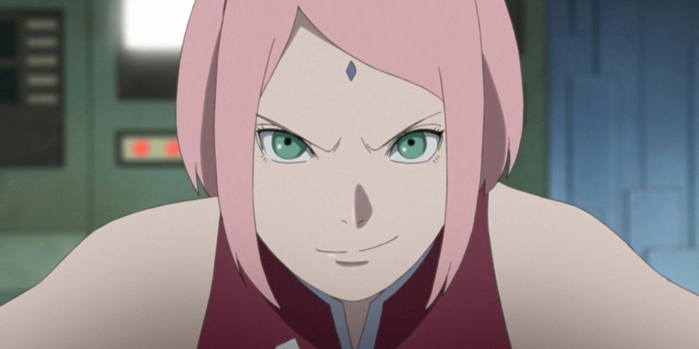 Sakura Haruno adult smirking in Boruto