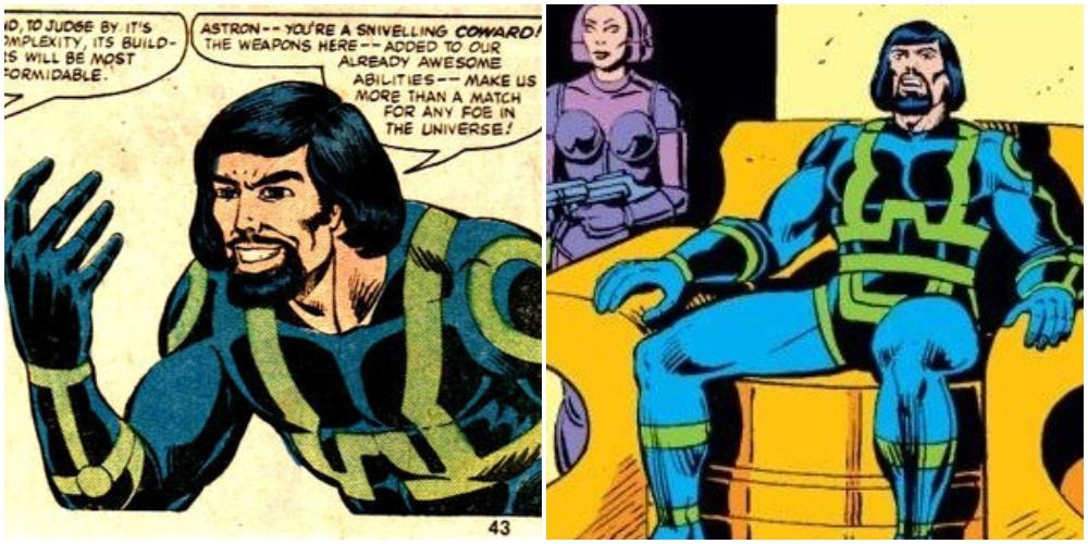 A split image depicts Uranus speaking and on his throne in Marvel comics