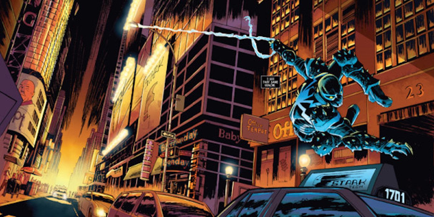 Venom Flash Thompson Web swinging Through City
