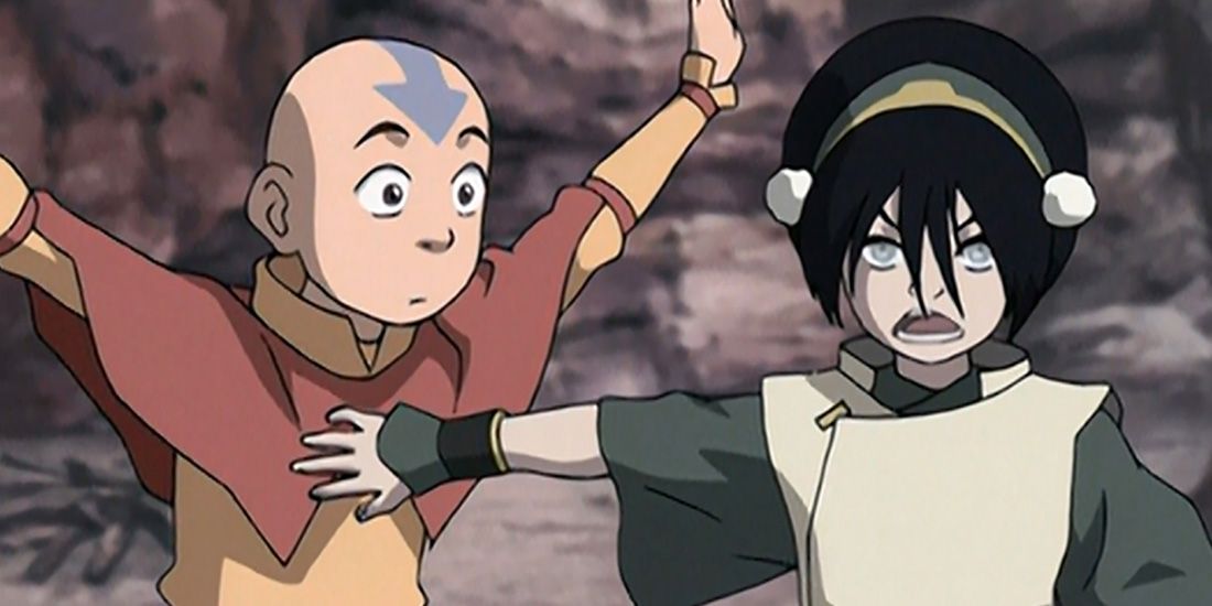 Toph hold Aang back Avatar: The Last Airbender