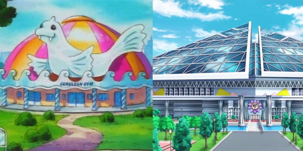 Pokemon's cerulean gym then and now in the anime