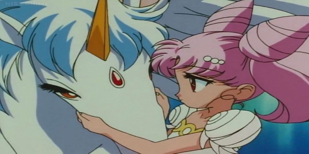 Helios in his Pegasus form, nuzzling Chibi-Usa in Sailor Moon.