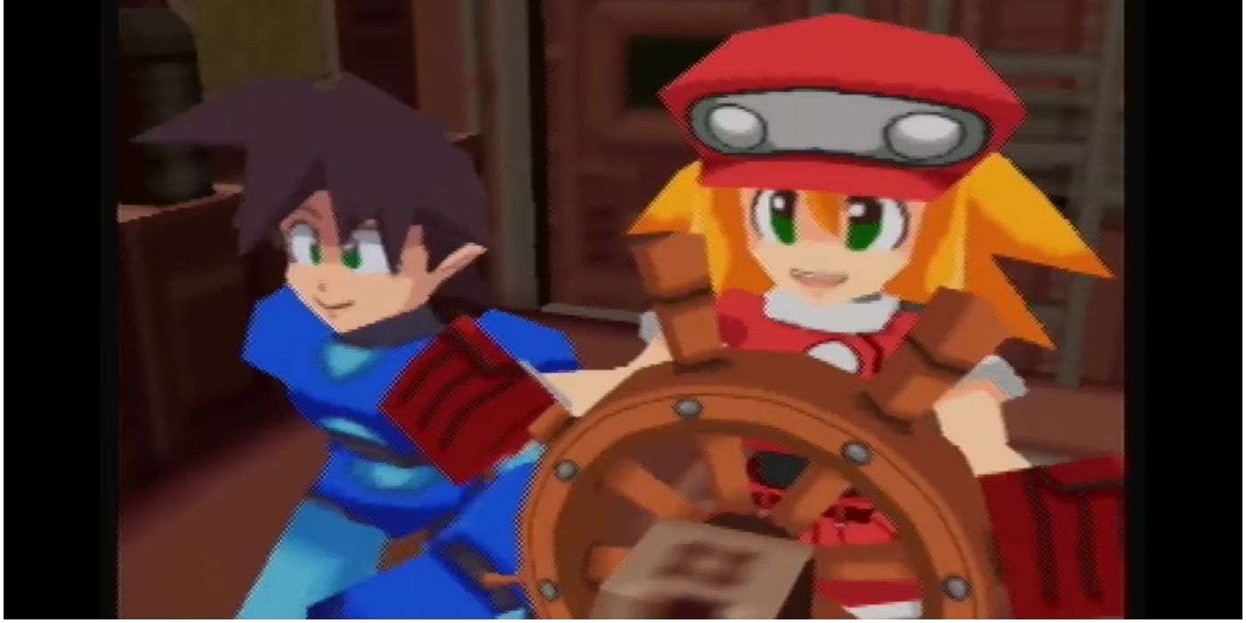Volnut and Roll pilot their ship in Mega Man 64