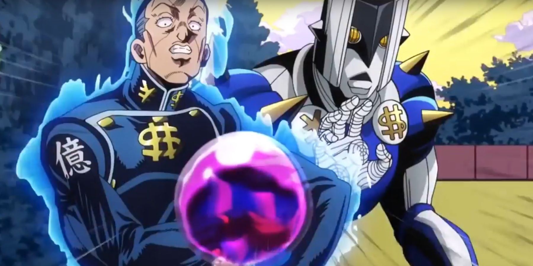 Okuyasu and his stand in JJBA.