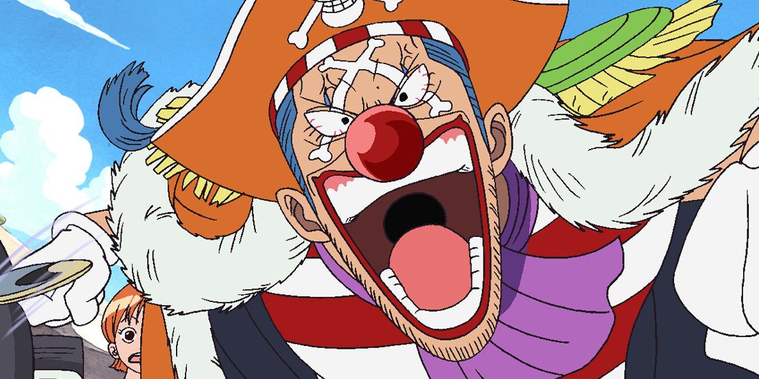 Buggy the Clown attacking during One Piece's Orange Town arc