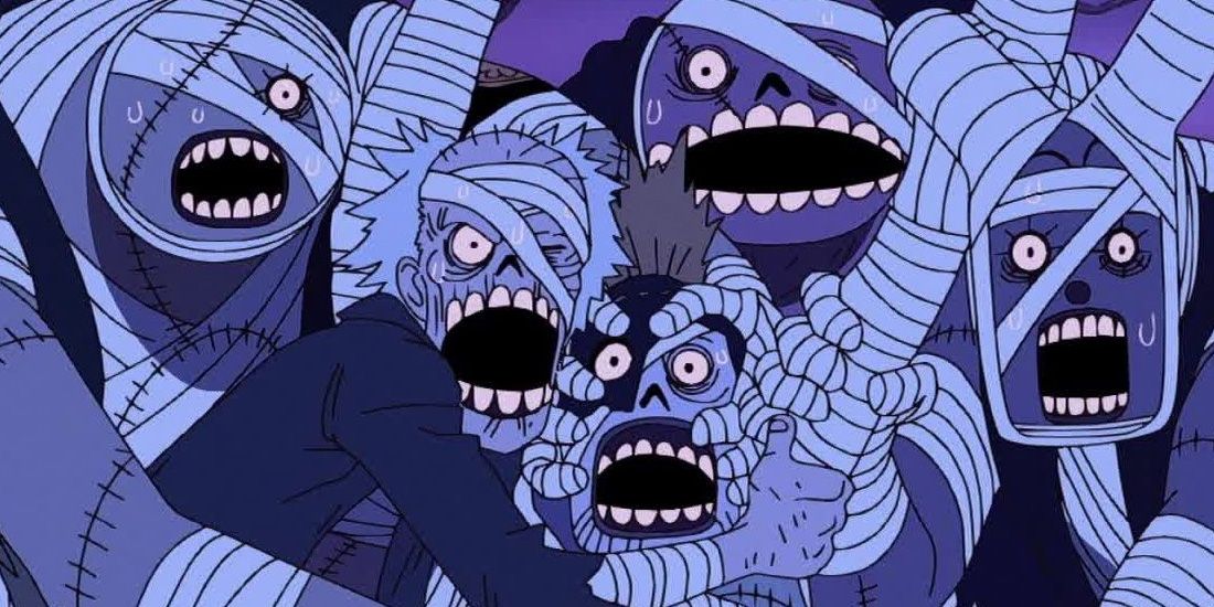 Zombies gather during One Piece's Thriller Bark Arc.
