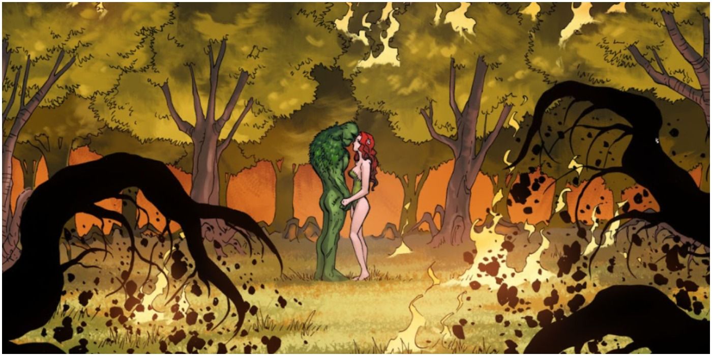 Panel of Swamp Thing and Poison Ivy saving The Green