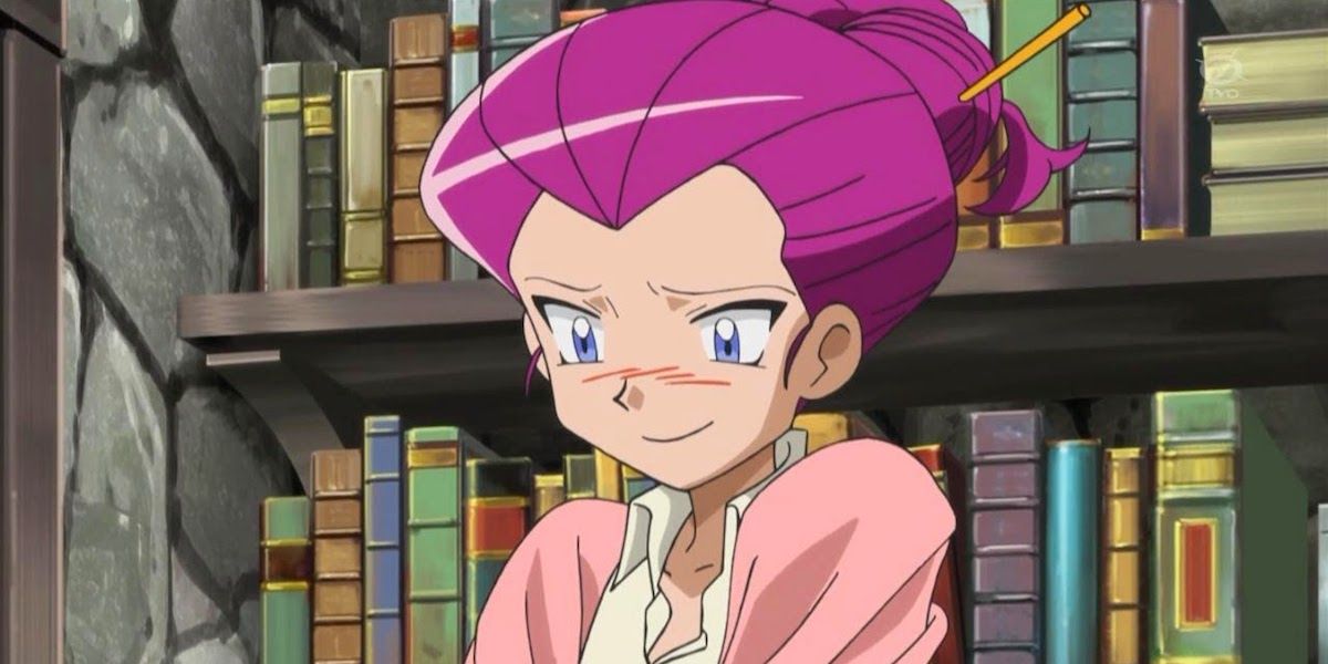 Jessie acts bashful at home in Pokemon anime
