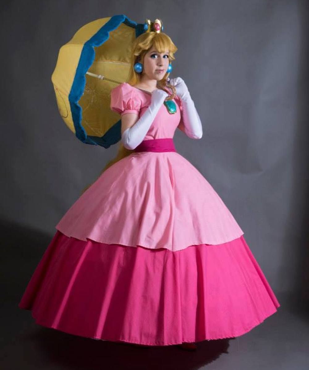 Princess Peach from Super Mario, costume dress, rhinestones, ruffles, mesh  overlay