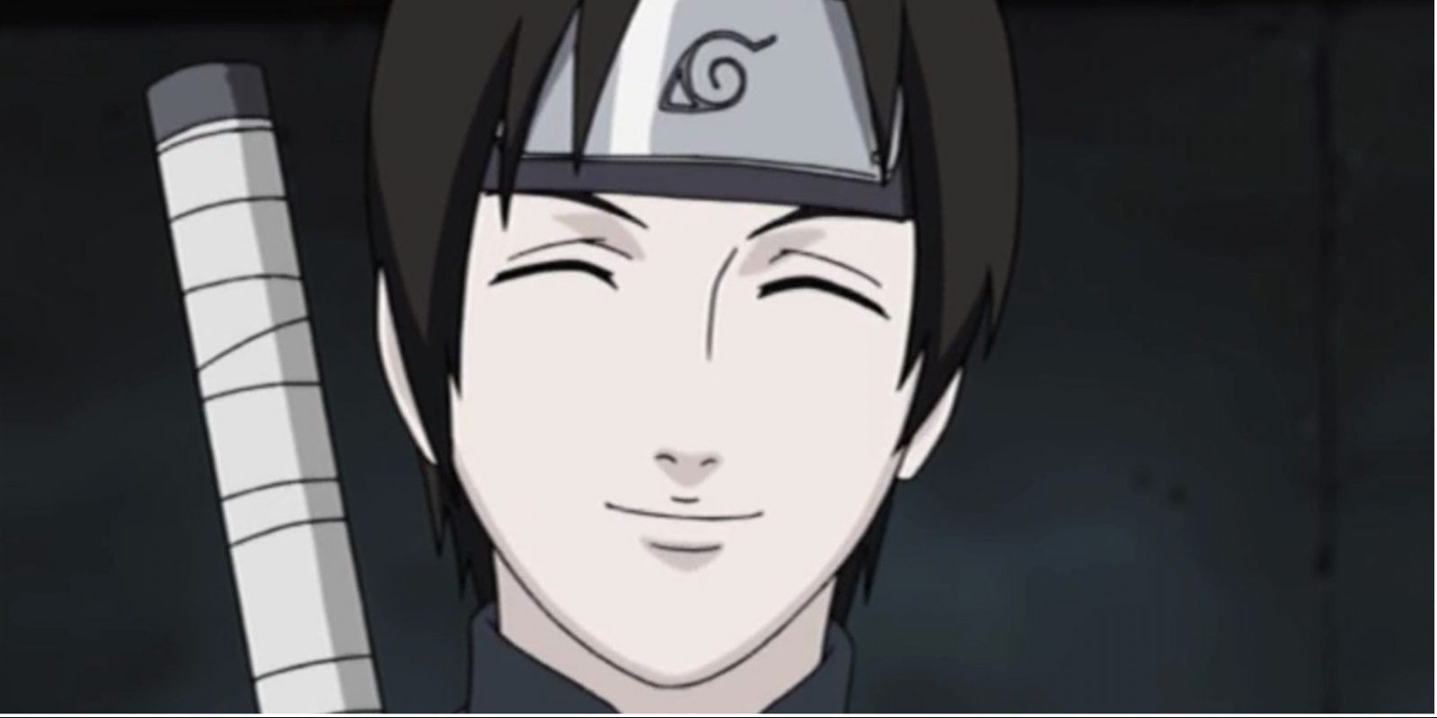 Sai smiles with his eyes closed