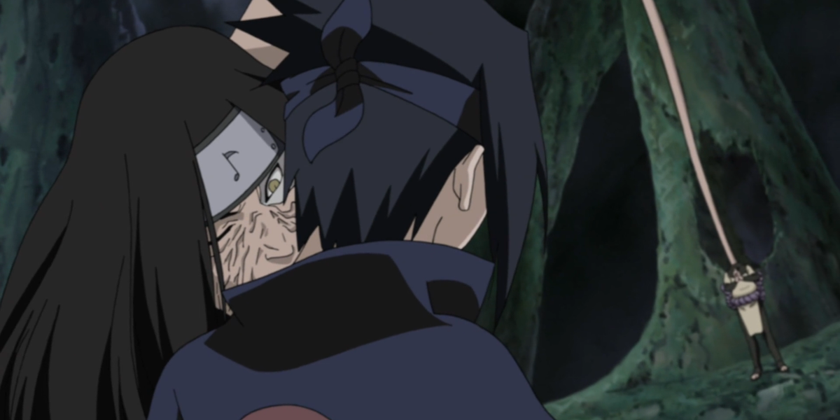 Sasuke and Orochimaru face each other