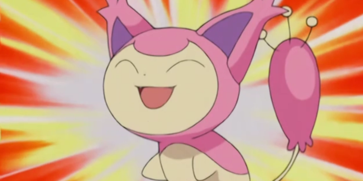 Skitty smiling in the Pokémon anime