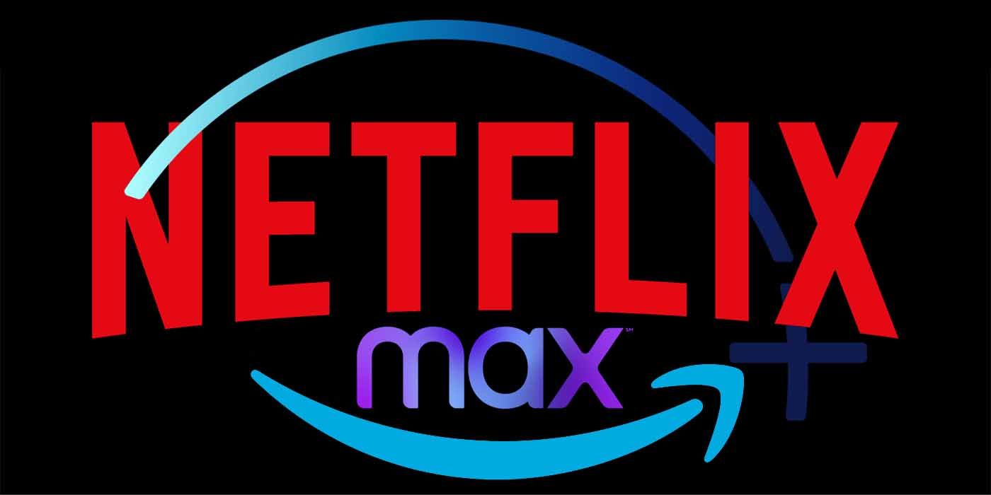 Netflix, Disney+, HBO Max and Prime Video logos combined