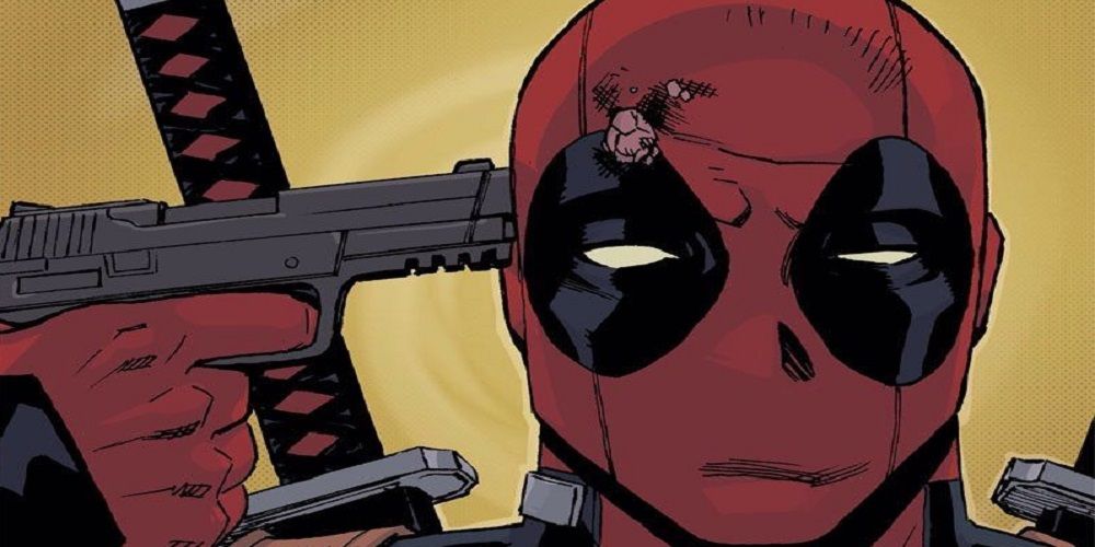 Deadpool with a gun to his head