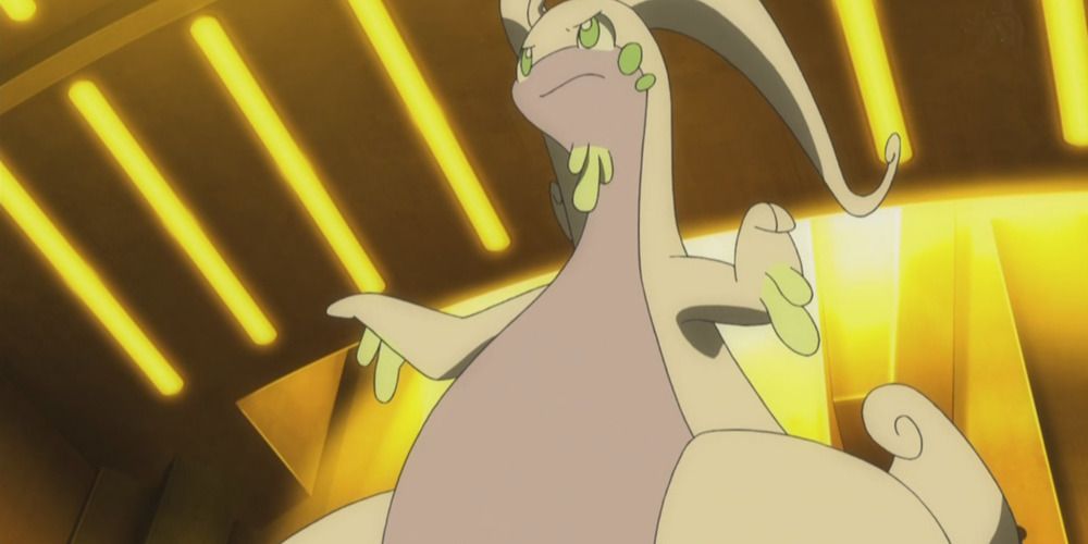 Ash's Goodra ready for battle in the Pokémon anime.