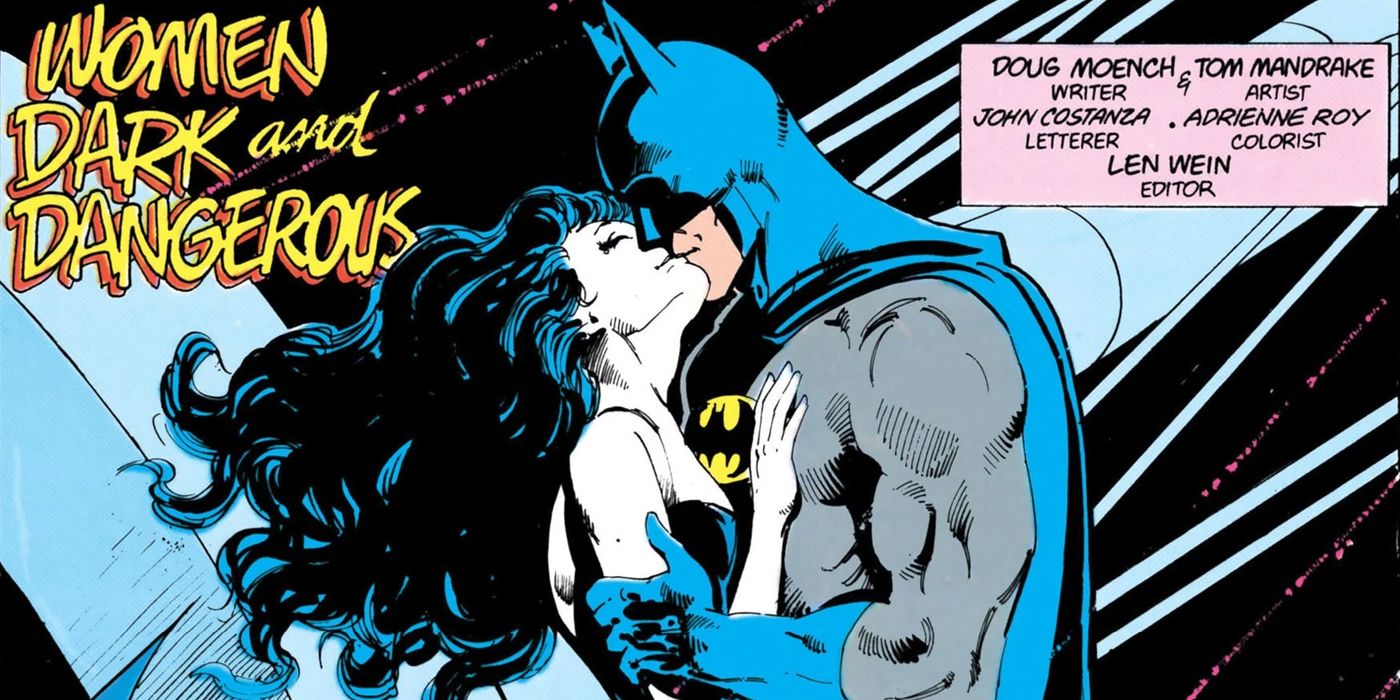 Batman and Nocturna kissing in DC Comics