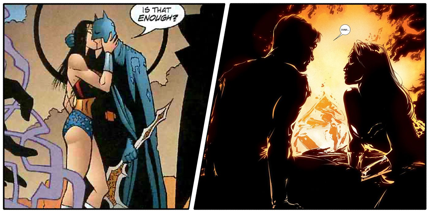Batman and Wonder Woman sharing romantic moments in JLA 