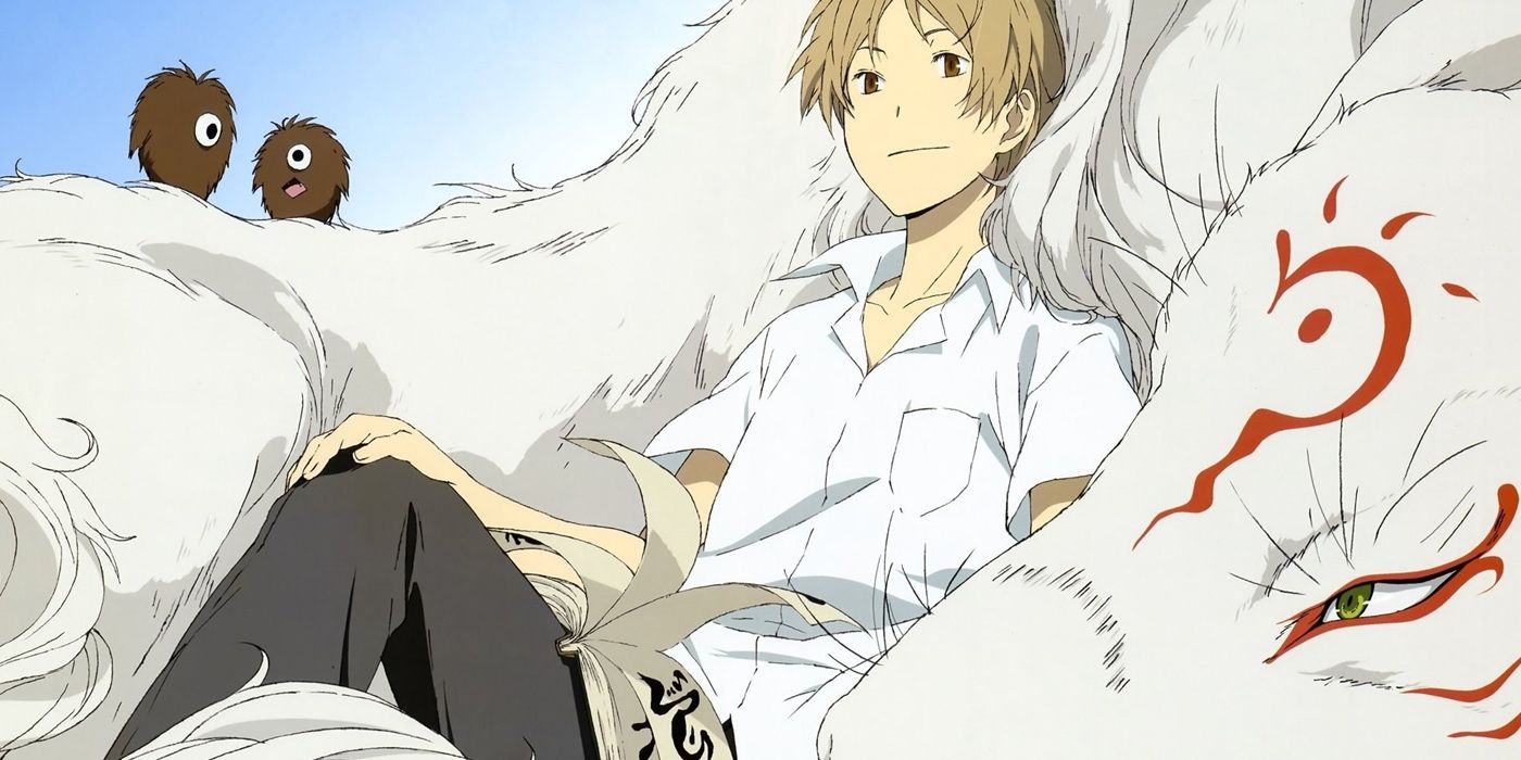 Promo art for Natsume's Book of Friends with Natsume sitting with his yokai friends.
