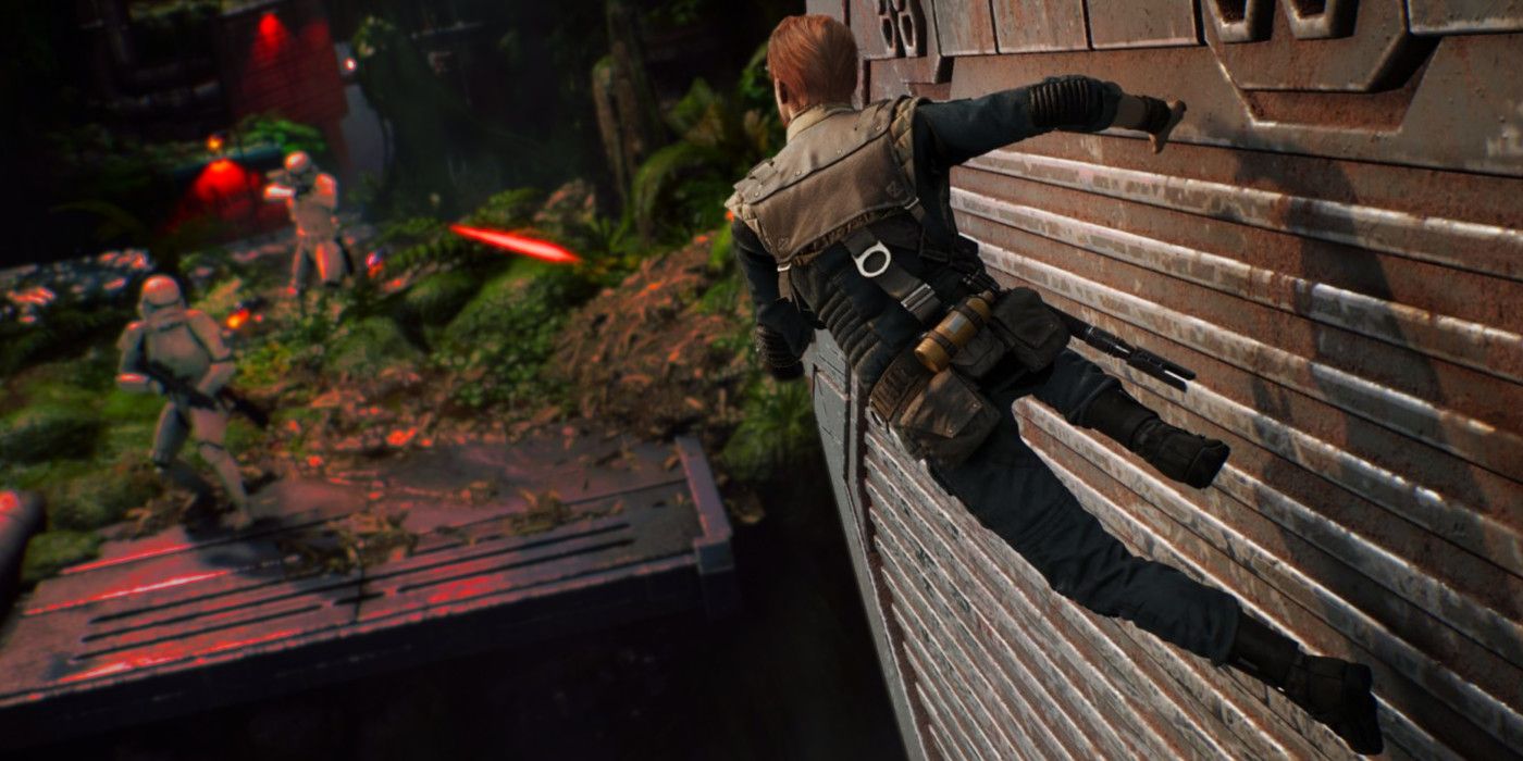 Cal Kestis de Jedi Fallen Order correndo na parede