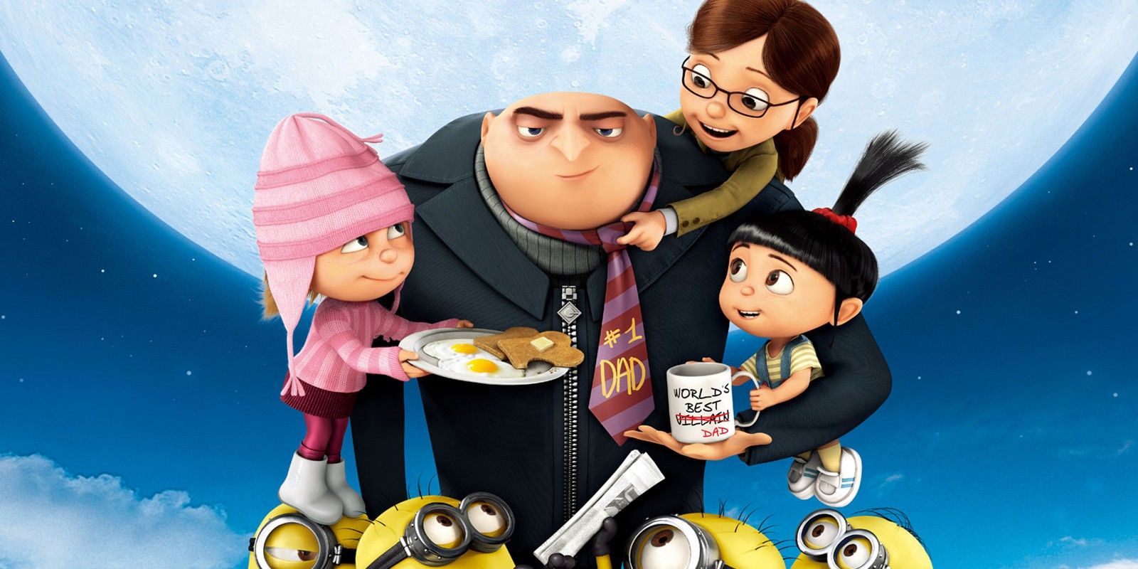 Gru and his Daughters pose together in Despicable Me