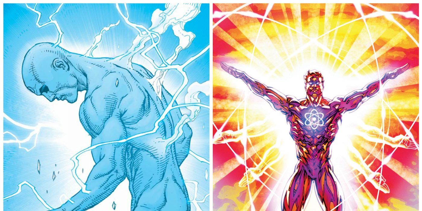 A split image of Doctor Manhattan and Captain Atom from DC Comics