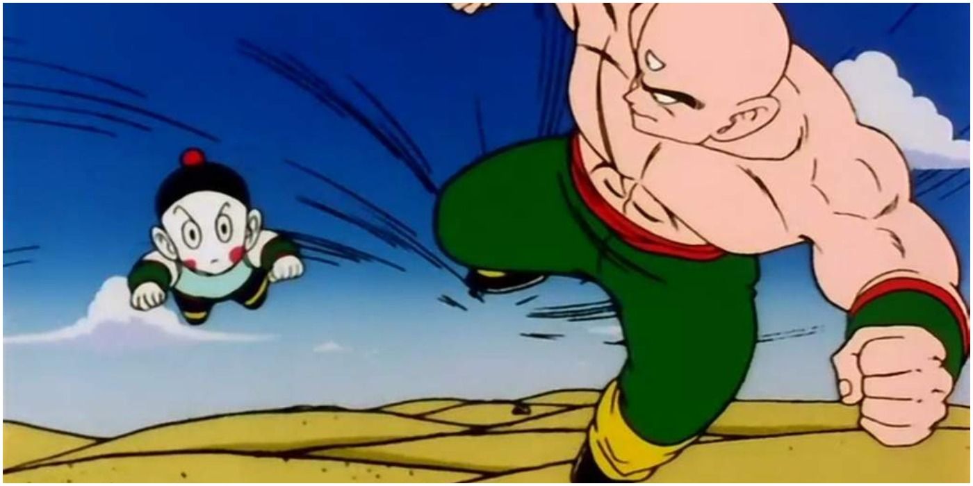 Tien and Chiaotzu fly into battle in Dragon Ball Z