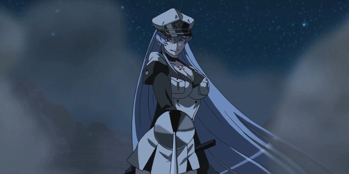 Esdeath pointing her sword