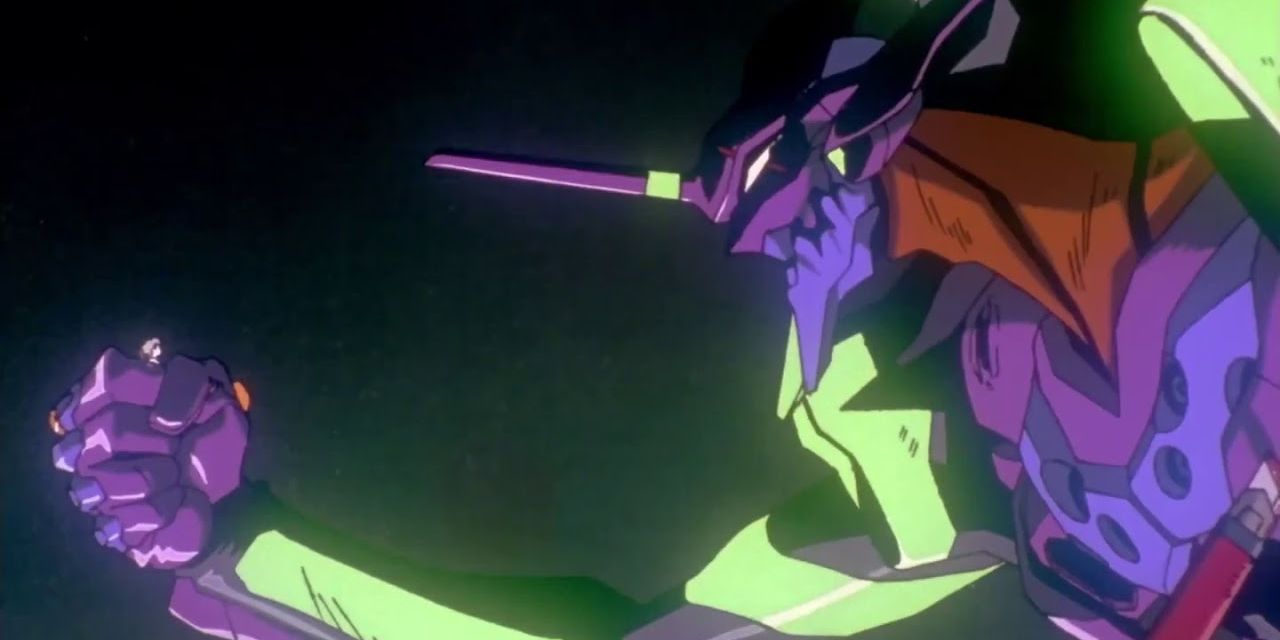 Shini in Eva Unit-01 crushes Kaworu in Neon Genesis Evangelion