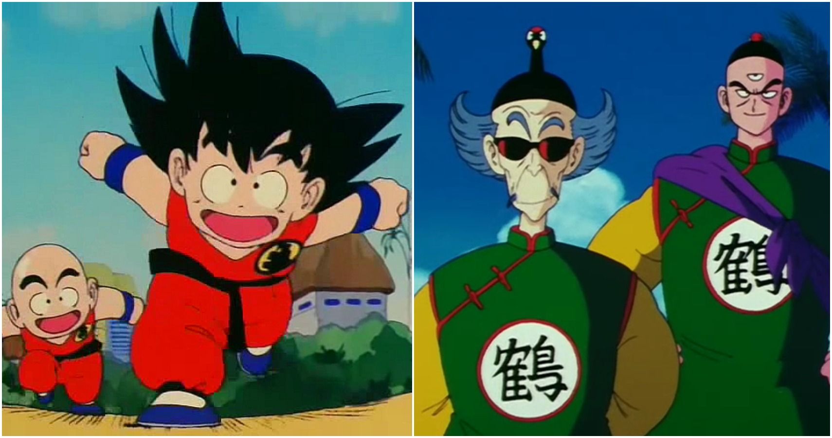 Featured - Goku and Krillin in the Turtle School Uniform and Tien and Master Shen in the Crane School Uniform