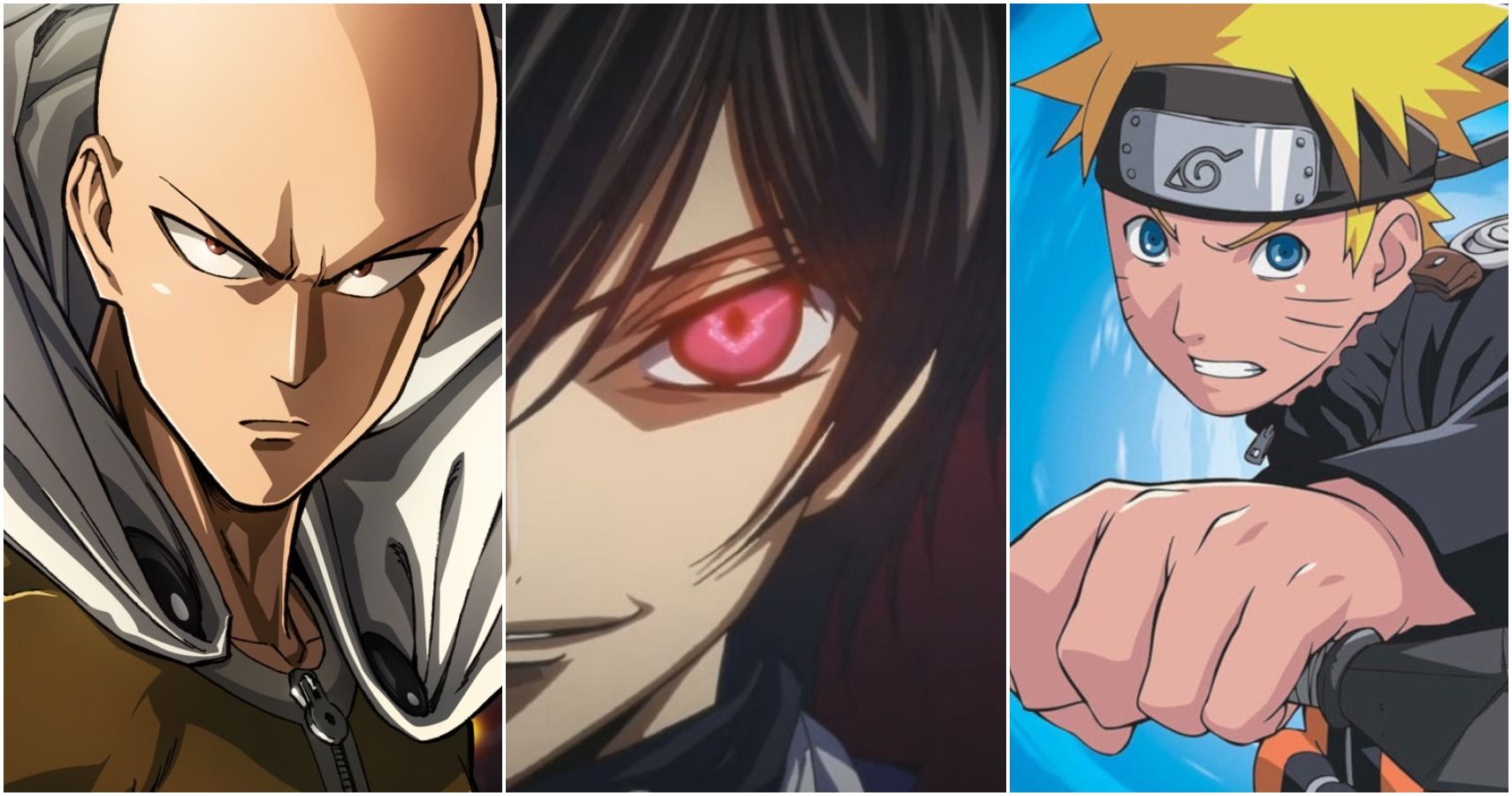 Saitama, Lelouch, and Naruto