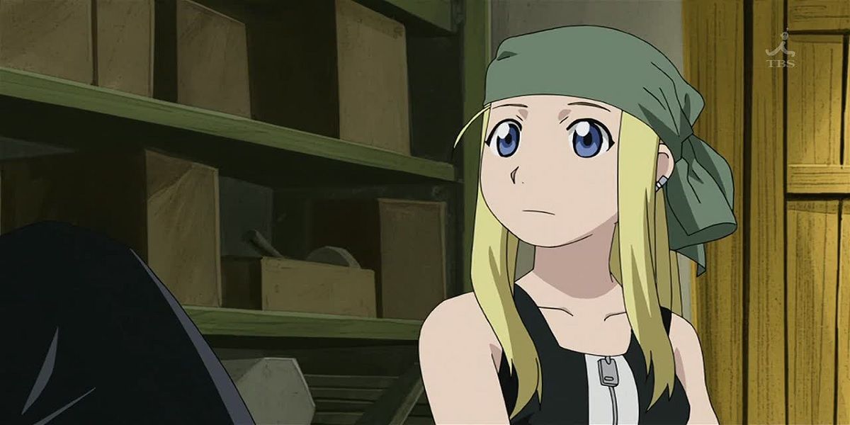 winry looking over at ed fullmetal alchemist