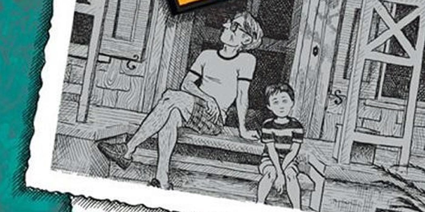 Fun Home - A Family Tragicomic cover featuring a father and son on a wooden porch step