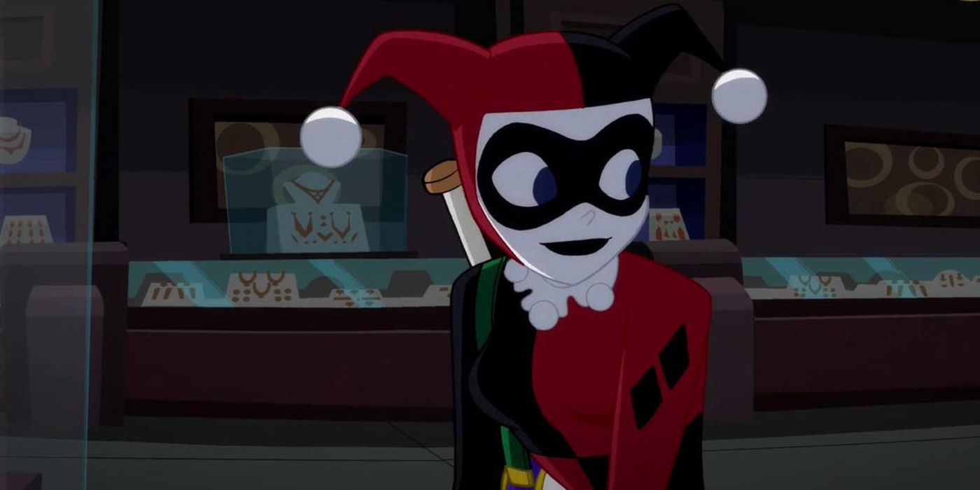 Harley Quinn robbing a jewelry store in Justice League Action