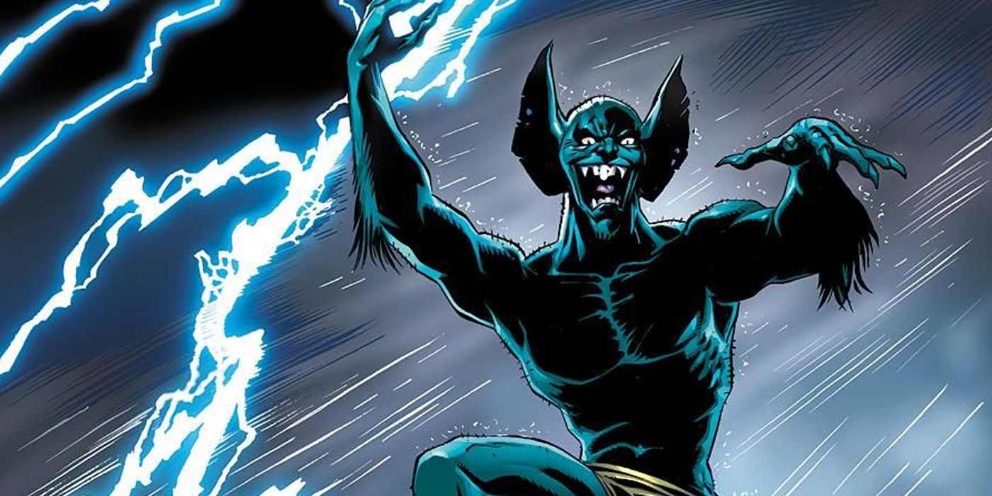 Miles Warren as The Jackal in a lightning storm in Marvel Comics
