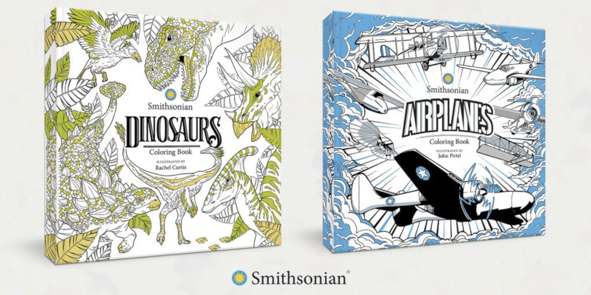 IDW Smithsonian Dinosaurs coloring book and Airplanes coloring book header