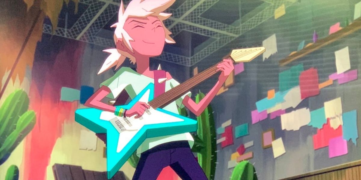 Kipo playing the guitar in Kipo and the age of wonderbeasts