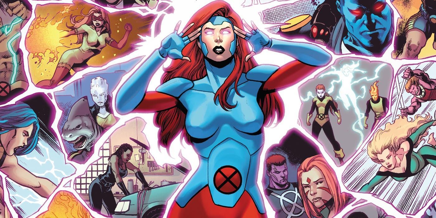 Jean Grey With Many Marvel Heroes Shown In Her Telepathy 