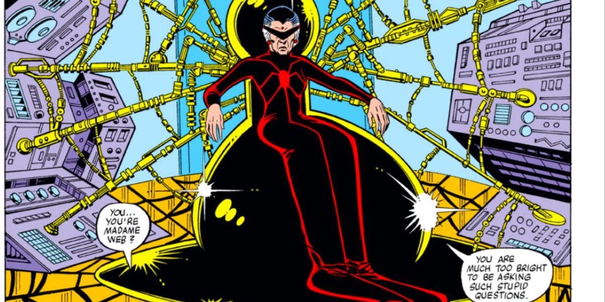 marvel madame web in chair