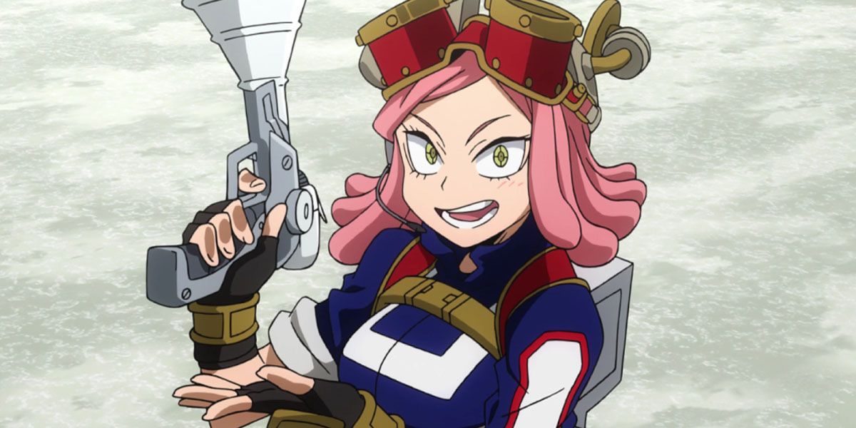 Mei Hatsume showing off one of her inventions In My Hero Academia