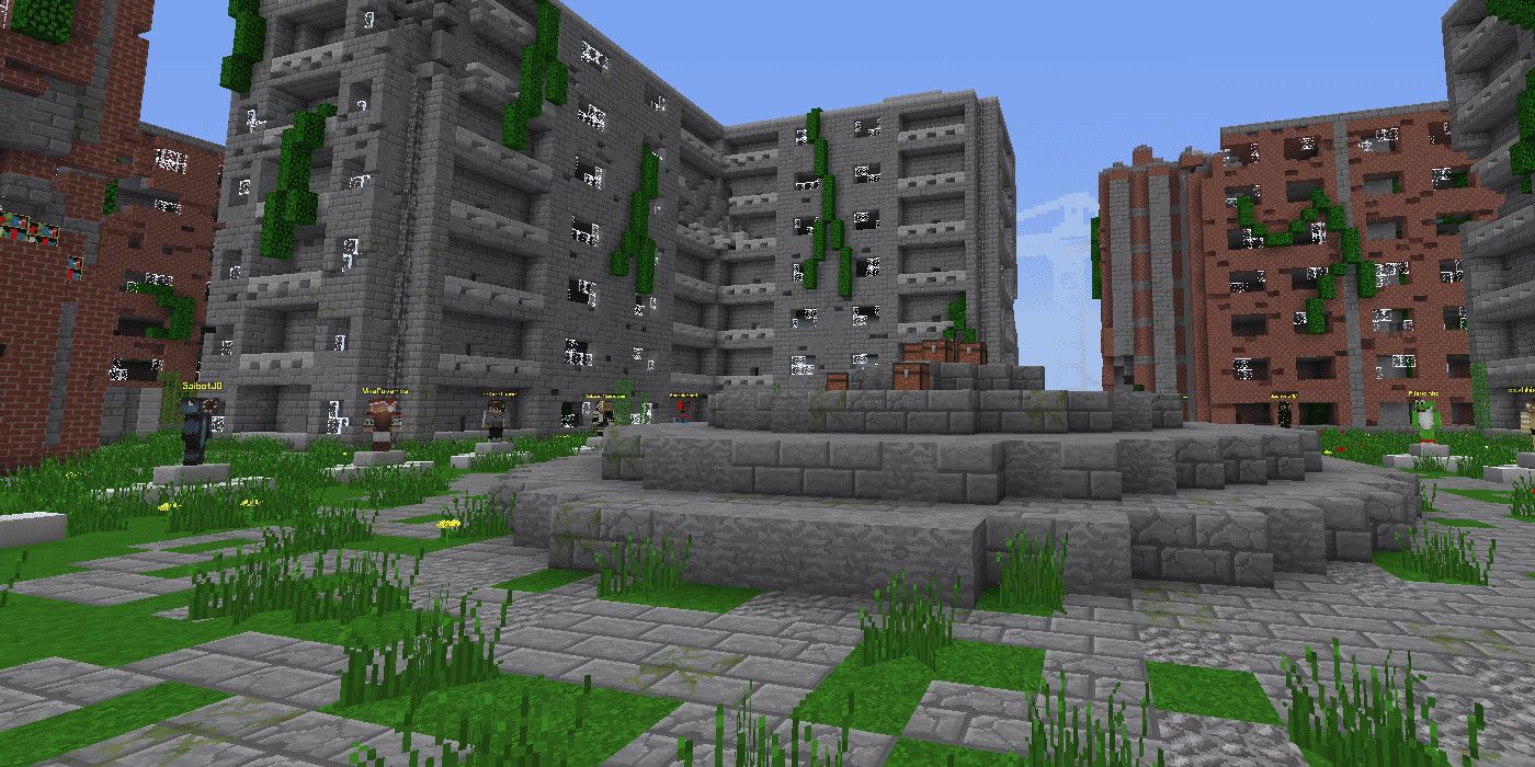 a minecraft hunger games map of an abandoned town